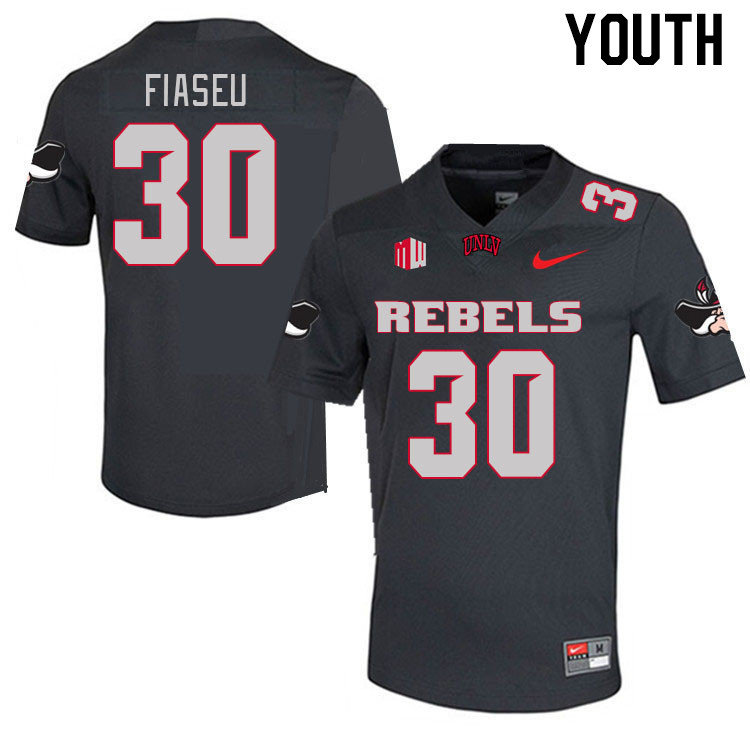 Youth #30 Austin Fiaseu UNLV Rebels 2023 College Football Jerseys Stitched-Charcoal - Click Image to Close